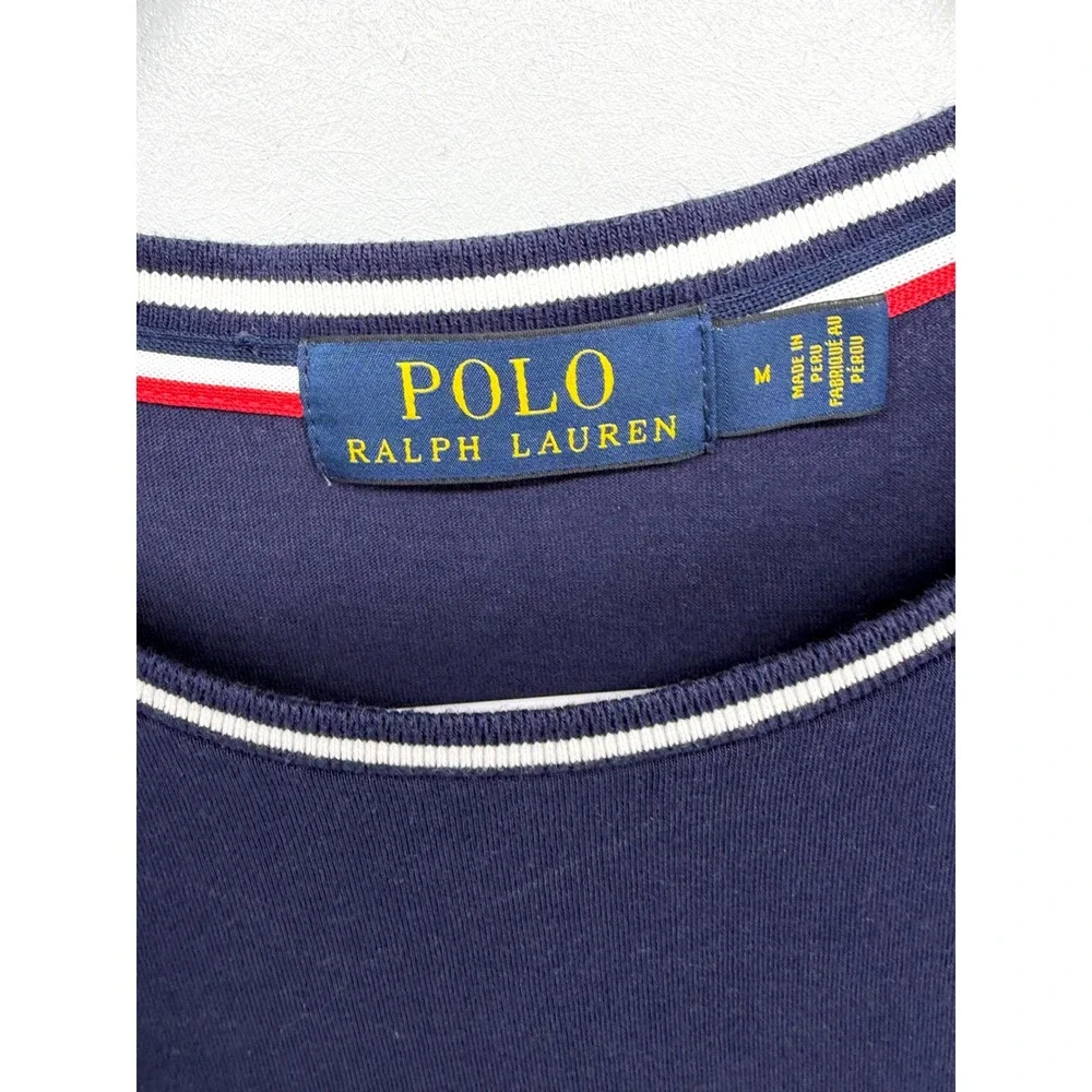 Polo Ralph Lauren Mens T-Shirt Colorblock USA Shield Logo Navy White Blue M